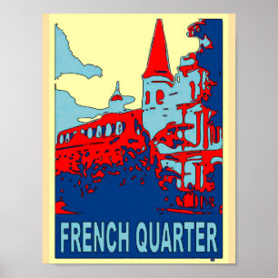 Poster Quartier français en bleu