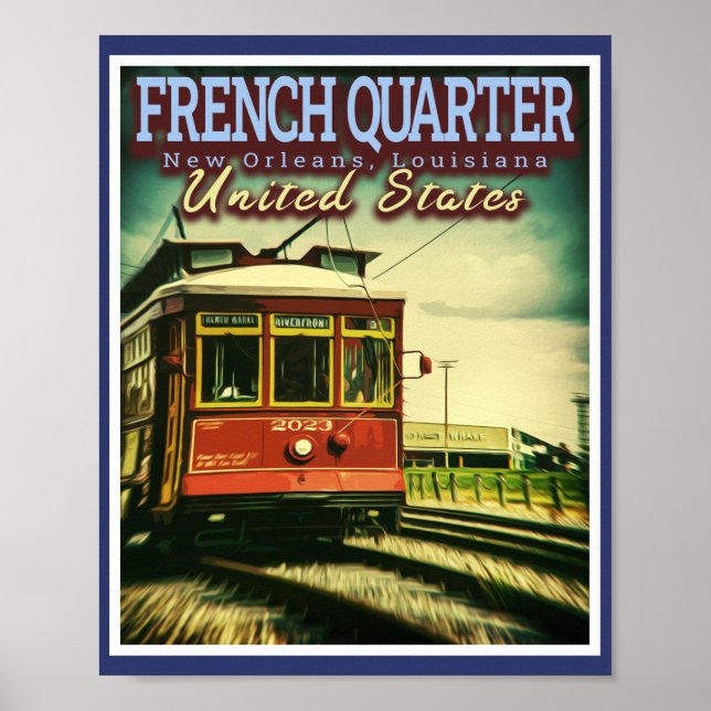 POSTER QUARTIER FRANÇAIS - STREETCARS NEW ORLEANS LOUISIA (Devant)