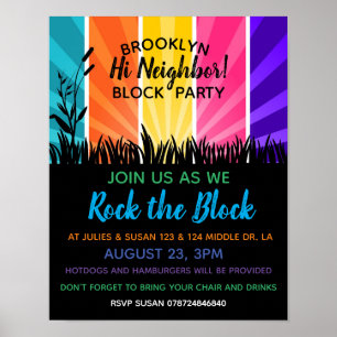 Poster Quartier rocher le bloc Bloquer l'invitation du Pa