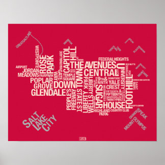 Poster Quartiers de Salt Lake City : Crimson