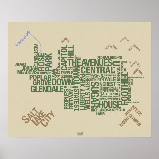 Poster Quartiers de Salt Lake City : Wasatch Green (Devant)