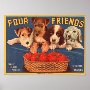 Poster Quatre amis Vintage Crate Étiquette