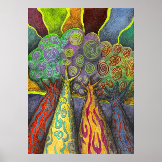 Poster Quatre arbres (Devant)