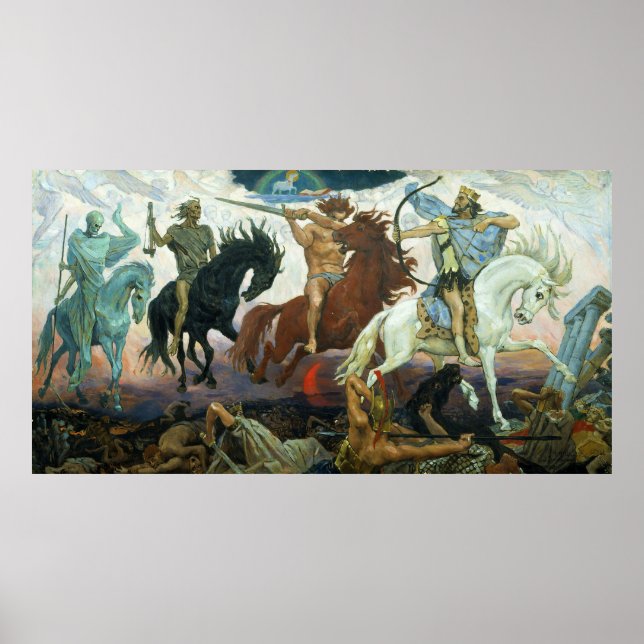 Poster Quatre cavaliers d'Apocalypse par Vasnetsov (1887) (Devant)