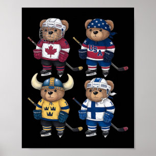 Poster Quatre Nations Ttle Glol Face-off Joueur de Hockey