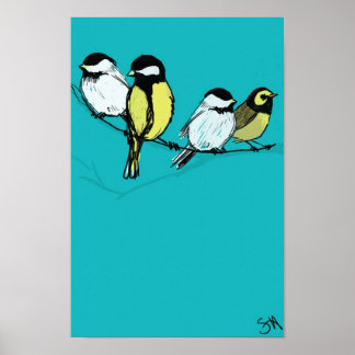 Poster quatre-oiseaux