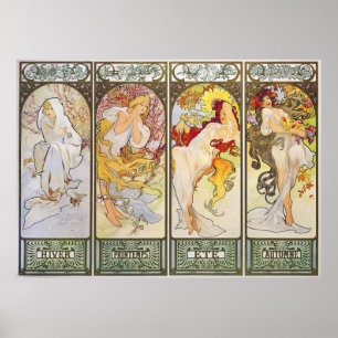 Poster Quatre saisons par Alphonse Mucha