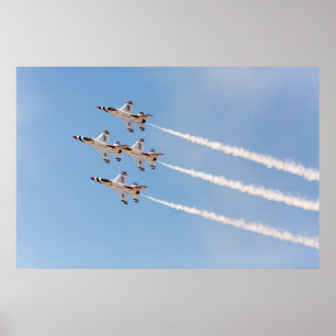 Poster Quatre Thunderbirds F-16 volent dans la formation