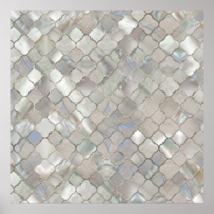 Poster Quatrefoil Marocain Motif Mère de Pearl