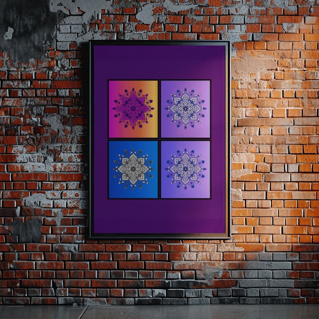 Poster Quatuor Mysical Mandala : coucher du soleil à minu (Créateur téléchargé)