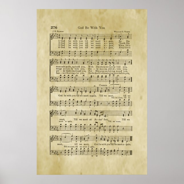 Poster Que Dieu Soit Avec Vous Feuille D'Évangile Musique (Devant)