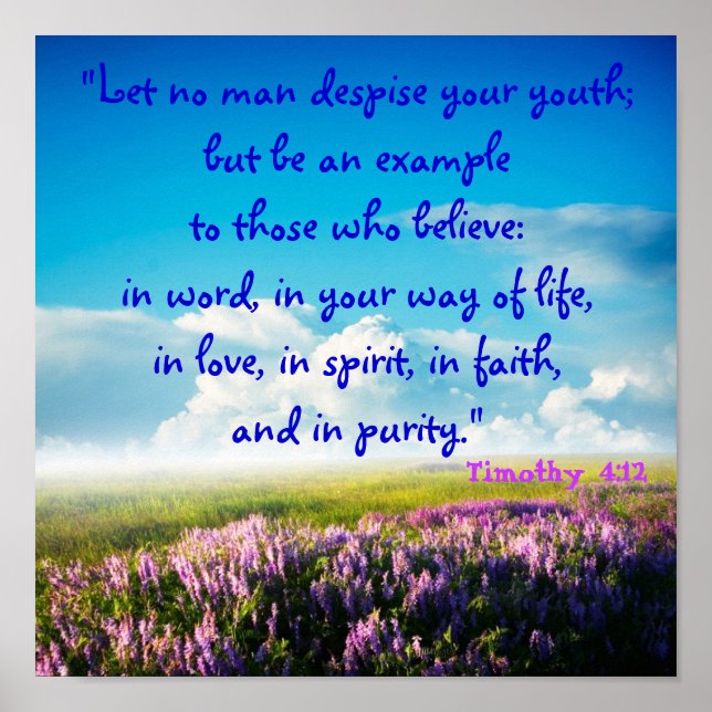 Poster Que personne ne méprise votre jeunesse (Tim 4:12)  (Devant)