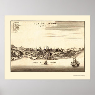 Poster Québec, carte panoramique du Canada - 1755