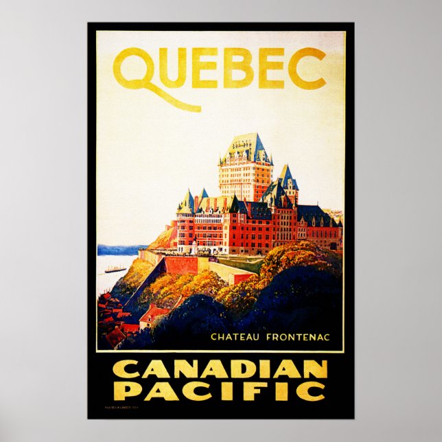 Poster QUÉBEC Château Frontenac Resorts Hôtel Vacances (Devant)