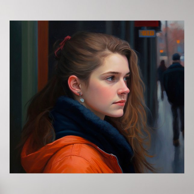 Poster Québécois Québec Portrait femme peinture à l'huile (Devant)