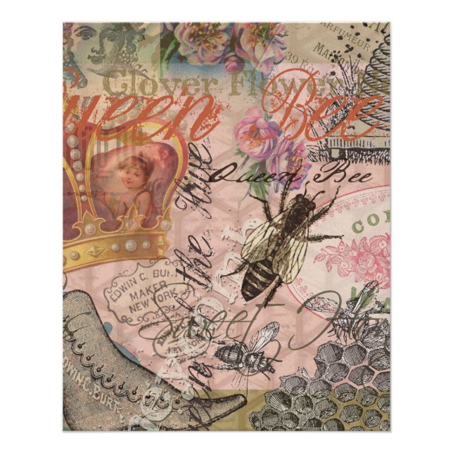Poster Queen Bee Vintage magnifique collage (Devant)