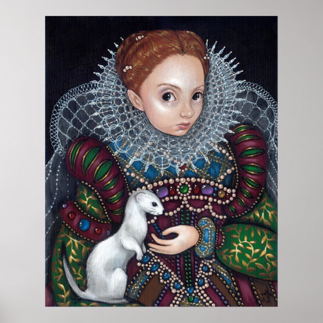 Poster Queen Elizabeth et Ermine Art Imprimer tudor (Devant)