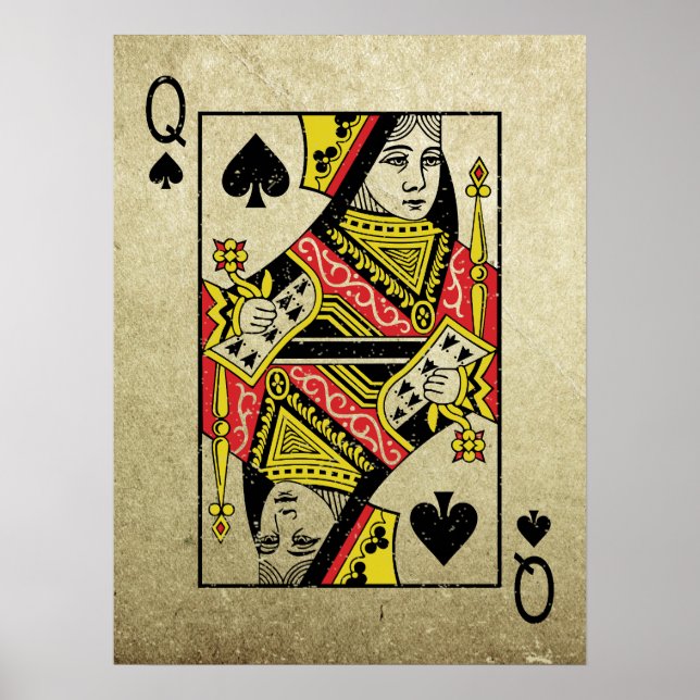 Poster Queen of Spades Style Vintage Jouer des cartes (Devant)