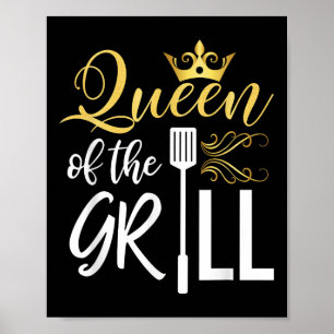 Poster Queen Of The Grill Funny Barbecue Chef Fumée Cadea