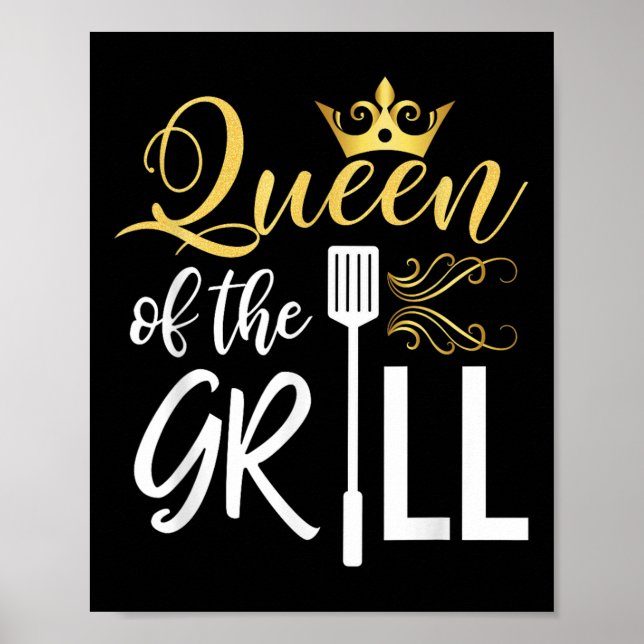 Poster Queen Of The Grill Funny Barbecue Chef Fumée Cadea (Devant)