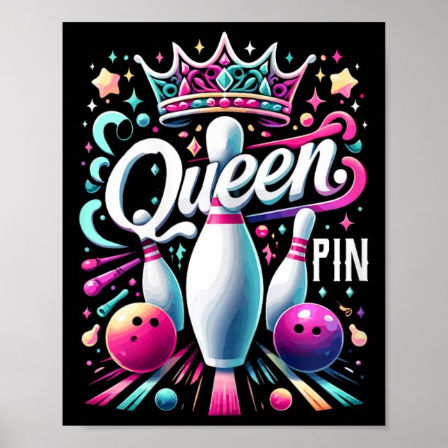 Poster Queen Pin Shirt Bowler Bowling League For Bowling  (Devant)