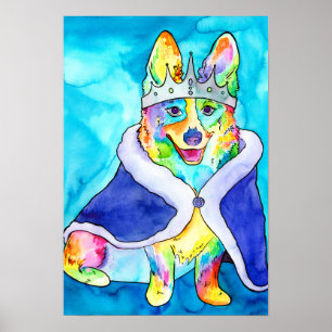 Poster Queen Splooty Rainbow Corgi