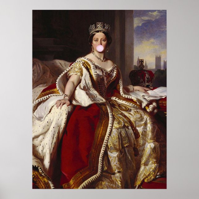 POSTER QUEEN VICTORIA SOUFFLE UNE BULLE ROSE GUM (Devant)