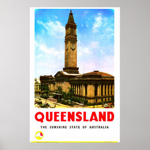 Poster Queensland Sunshine State Brisbane