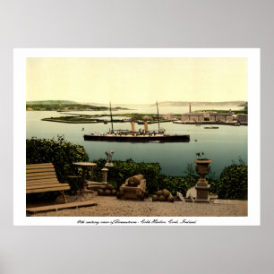 Poster Queenstown - Cobh Harbour Cork et bateau à vapeur
