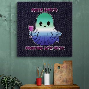 Poster Queer Ghosts, fantôme dans les couleurs du drapeau