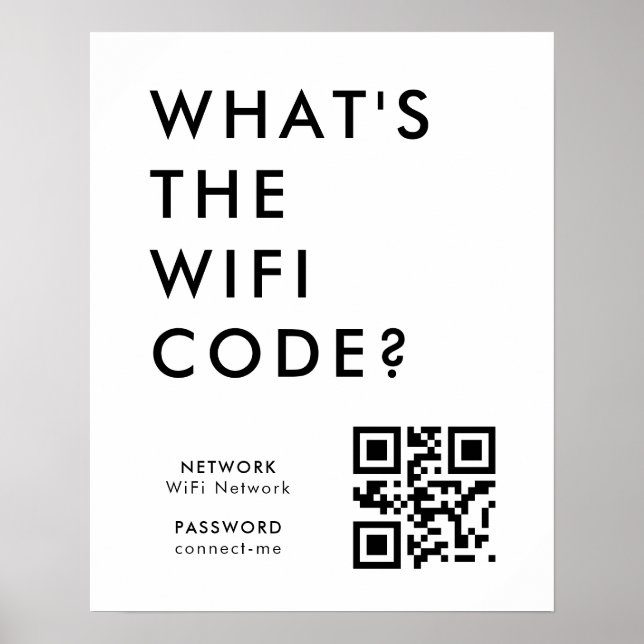 Poster Quel est le code WiFi ? | Scannez le code QR pour  (Devant)