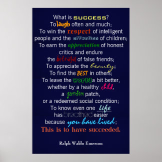 Poster "Quel est le succès ?" - Ralph Waldo Emerson