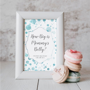 Poster "Quelle taille a le ventre de maman" Baby shower b
