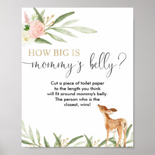 Poster Quelle taille est le jeu de baby shower du cerf de