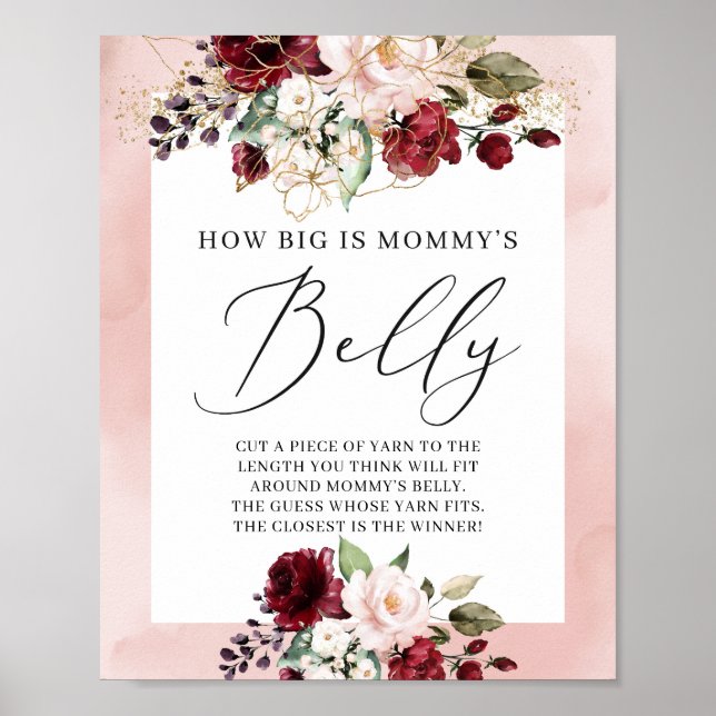 Poster Quelle taille est maman's ventre signe de jeu bord (Devant)