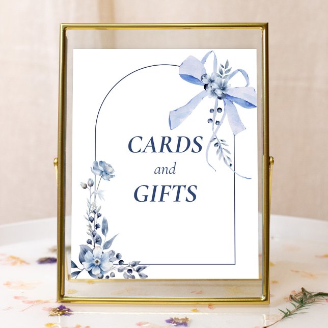 Poster Quelque chose Blue Floral Bow Arch Cartes & Cadeau (Créateur téléchargé)