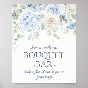 Poster Quelque chose Blue Floral Hydrangea Briquet Bar Bo