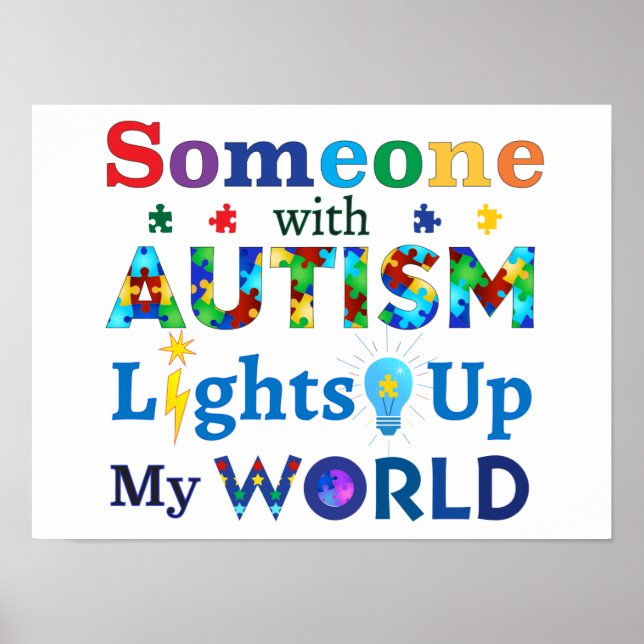 Poster Quelqu'un avec AUTISM éclaire mon monde (Devant)