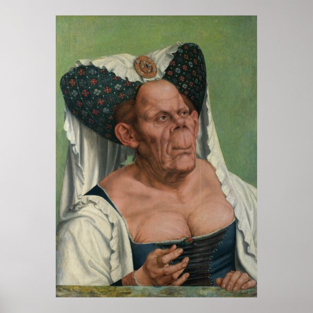 Poster Quentin Massys - Une vieille femme grotesque, 1515 (Devant)