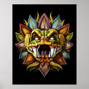 Poster Quetzalcoatl Aztec Serpent à plumes Dieu
