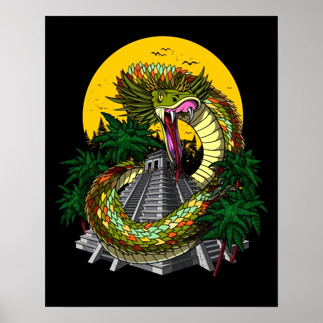 Poster Quetzalcoatl Aztec Serpent Dieu (Devant)