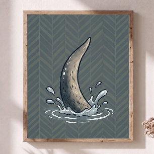 Poster Queue de loutre mignonne Art de nurserie Chevron S