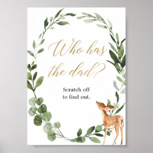 Poster Qui a le papa jeu Deer vert or