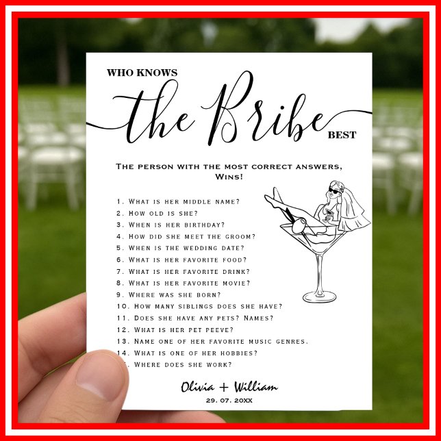 Poster Qui Connaît La Mariée Meilleur Jeu De Mariage Élég (Créateur téléchargé)