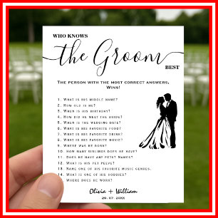 Poster Qui Connaît Le Groom Meilleur Jeu De Mariage Éléga