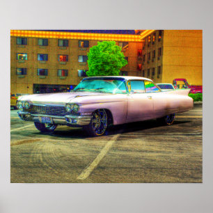 Poster qui n'aime pas une Cadillac rose