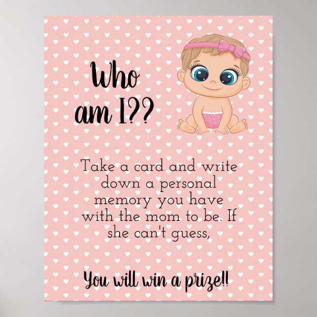 Poster Qui Suis-Je ? Panneau baby shower (Devant)