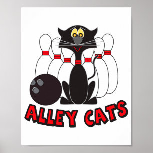 Poster Quilles de bowling Alley Cats T Shirt 