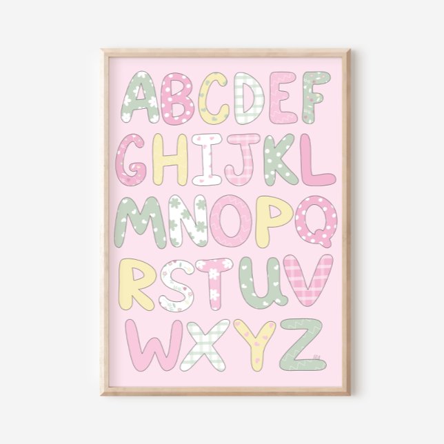 Poster Quilt Art Print Set: Alphabet on Pink Background (Créateur téléchargé)