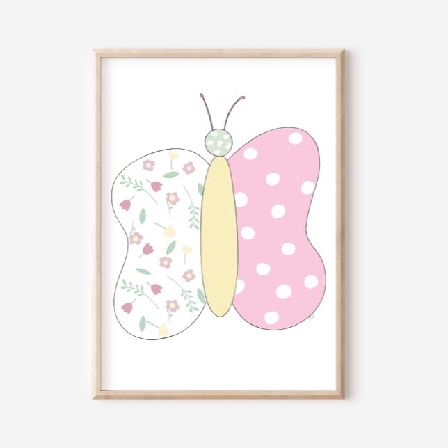 Poster Quilted Butterfly Art Print on White Background (Créateur téléchargé)